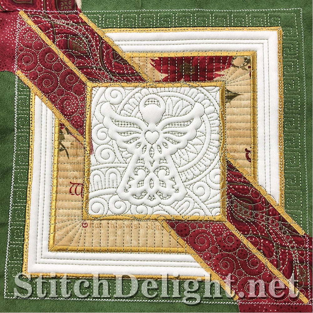 Angel Christmas Block Longarm Quilting Design Stitched Detail | SDQL0248 Stitch Delight