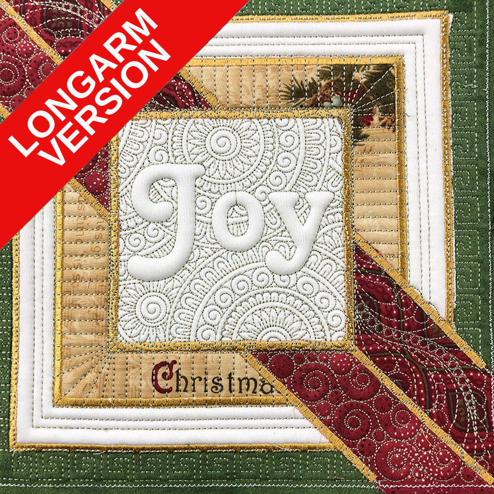 Joy Christmas Block Longarm Quilting Design Stitched Quilt Block | SDQL0249 Stitch Delight