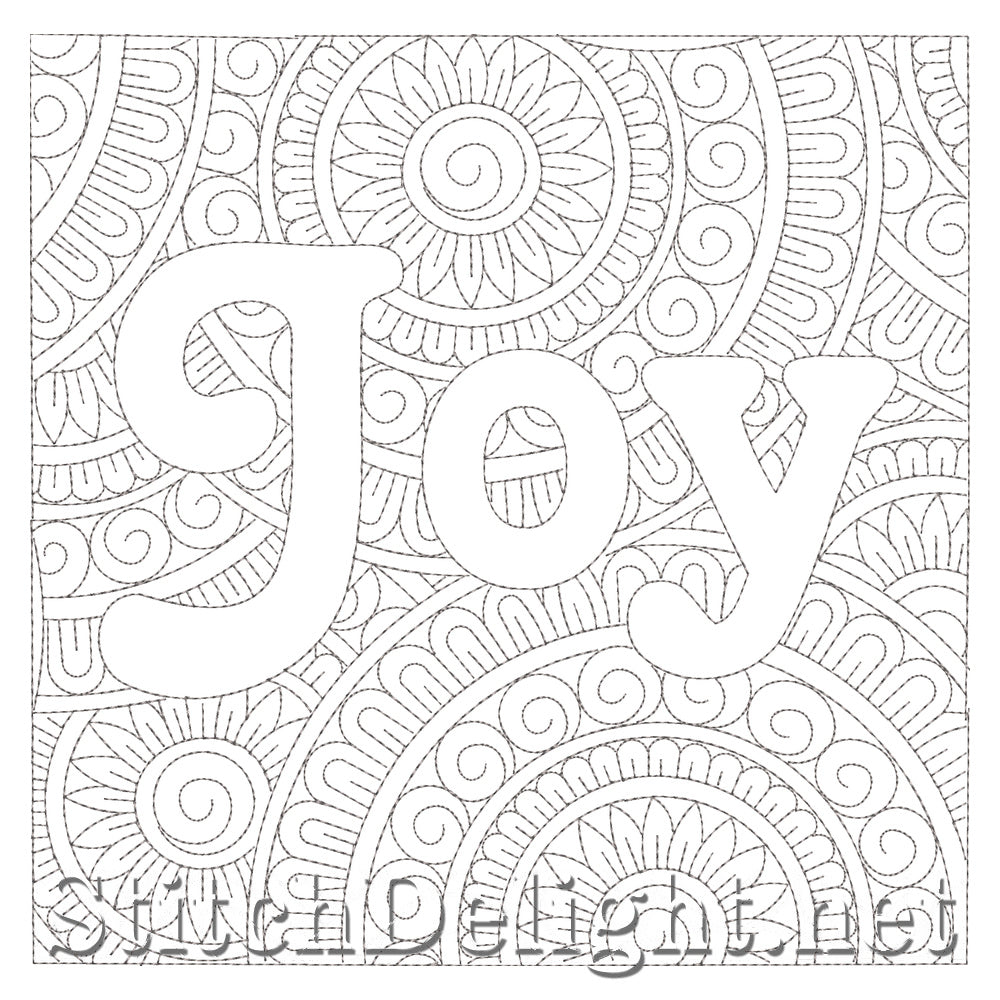 Joy Christmas Block Continuous-Line Longarm Quilting Diagram | SDQL0249 Stitch Delight
