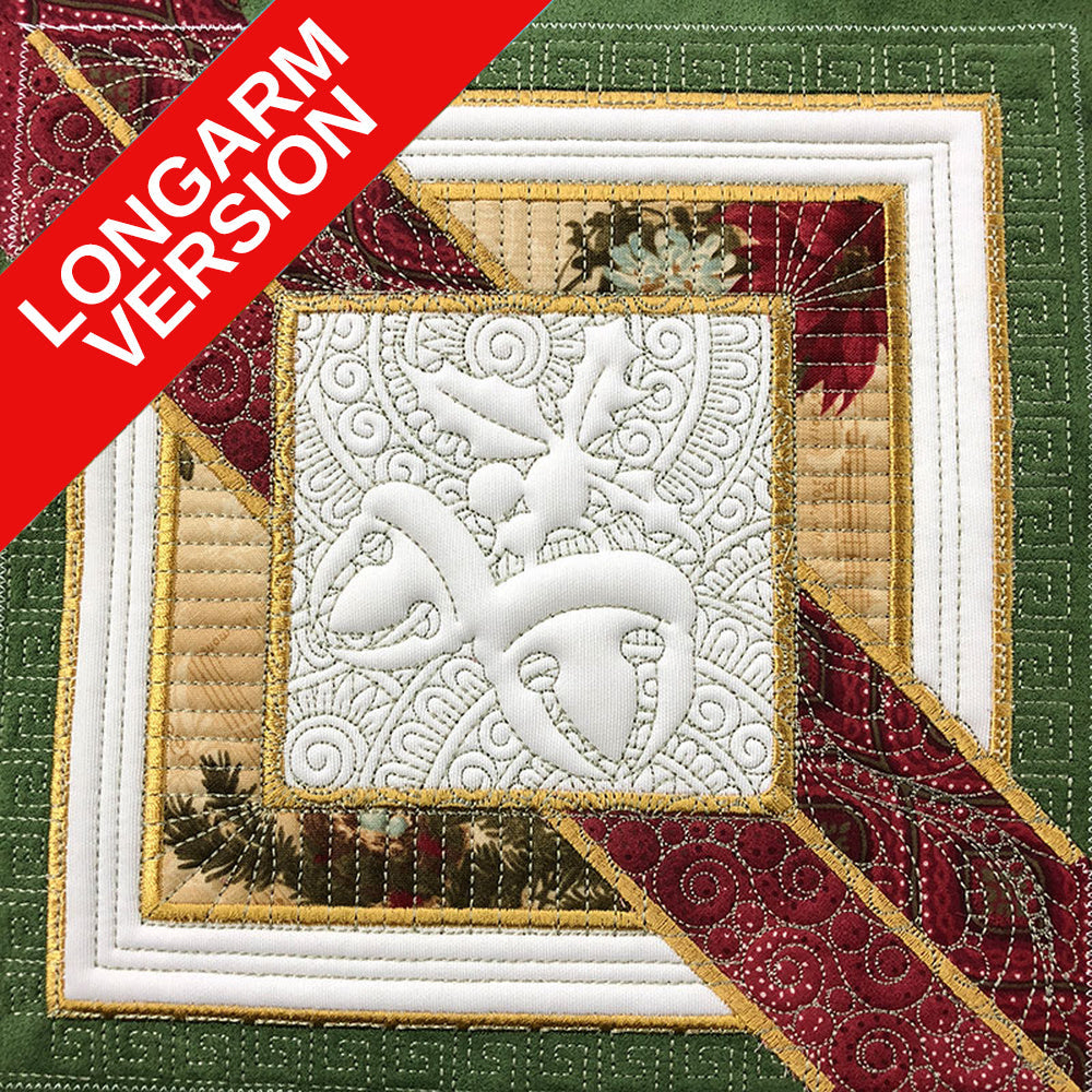 Mistletoe Christmas Block Longarm Quilting Design Stitched Quilt Block | SDQL0250 Stitch Delight
