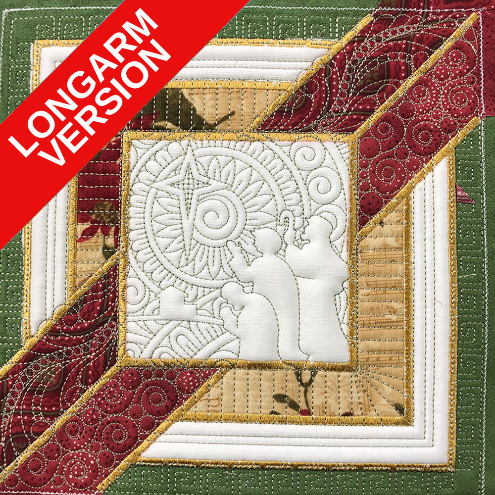 Night Star Christmas Block Longarm Quilting Design Stitched Quilt Block | SDQL0251 Stitch Delight