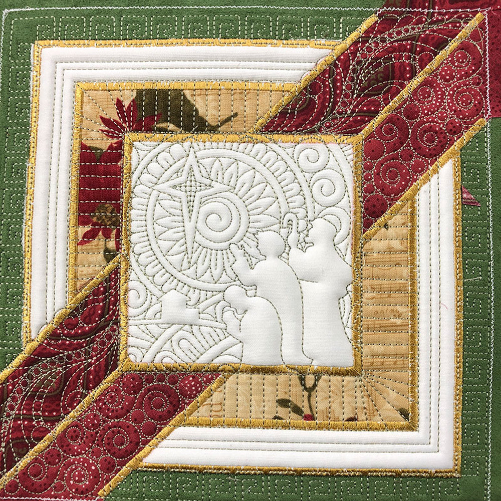 Night Star Christmas Block Longarm Quilting Design Stitched Detail | SDQL0251 Stitch Delight