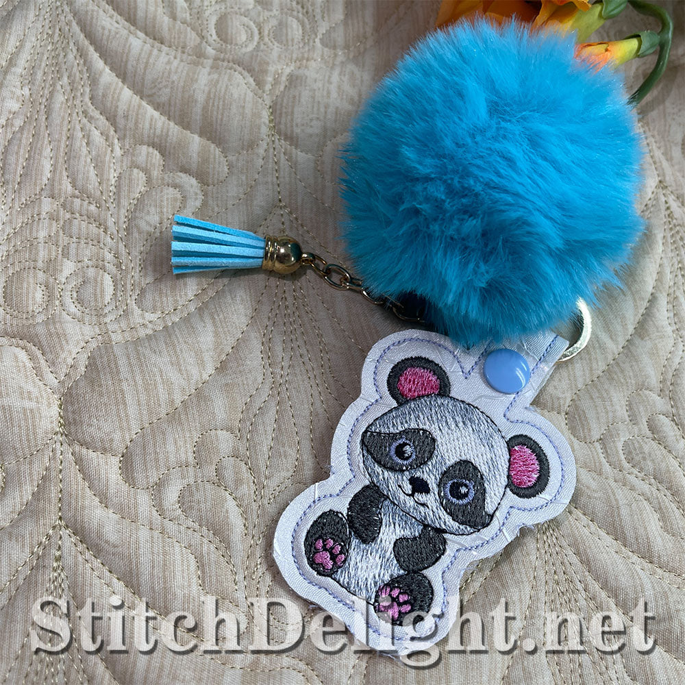 Panda Key Fob Machine Embroidery Design | In The Hoop Keychain Project