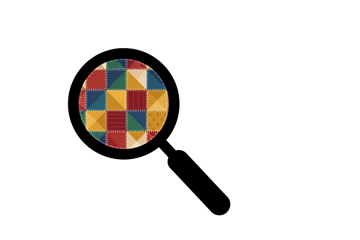 A black and white magnifying glass icon