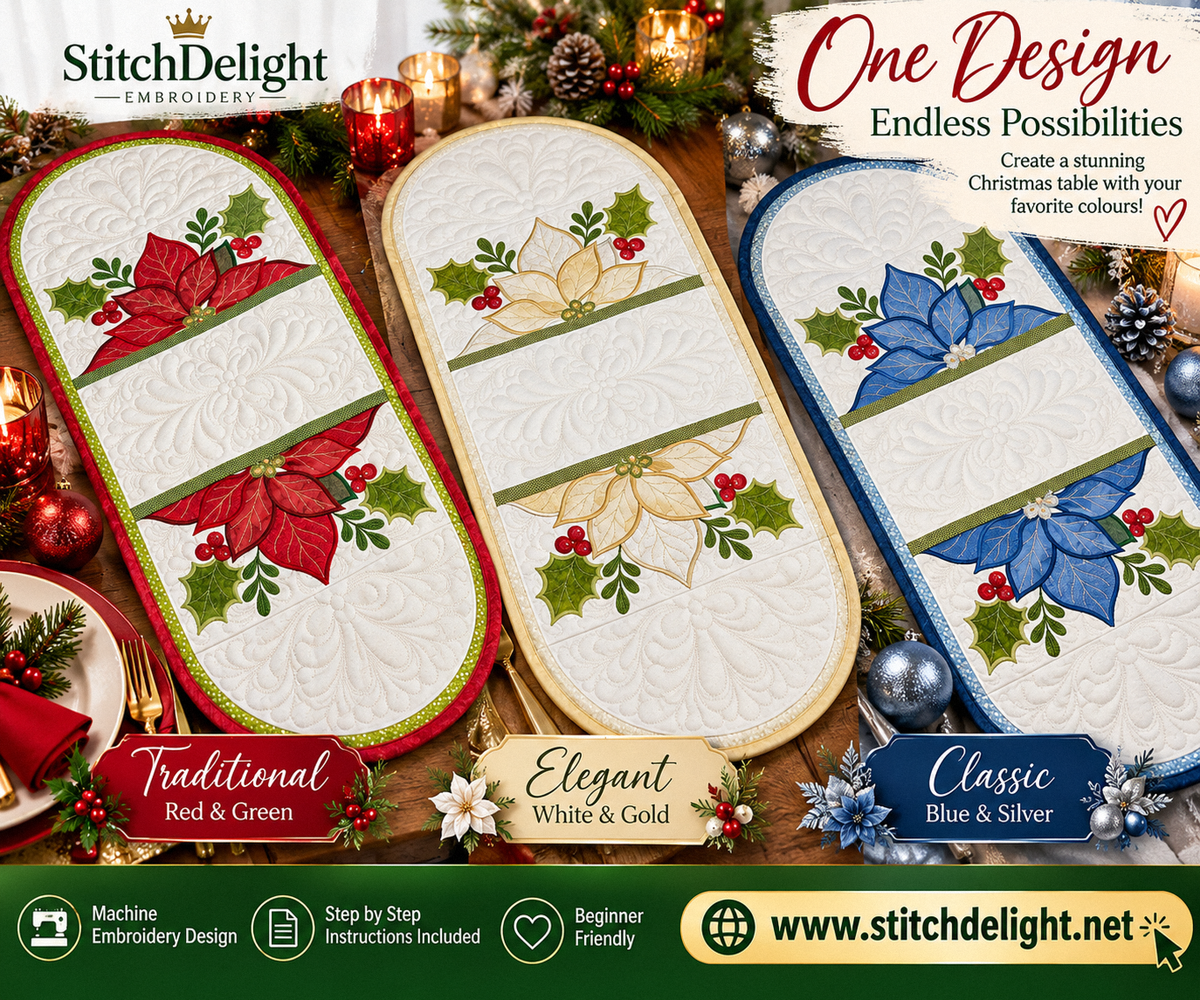 SDS4830 Poinsettia Table Runner