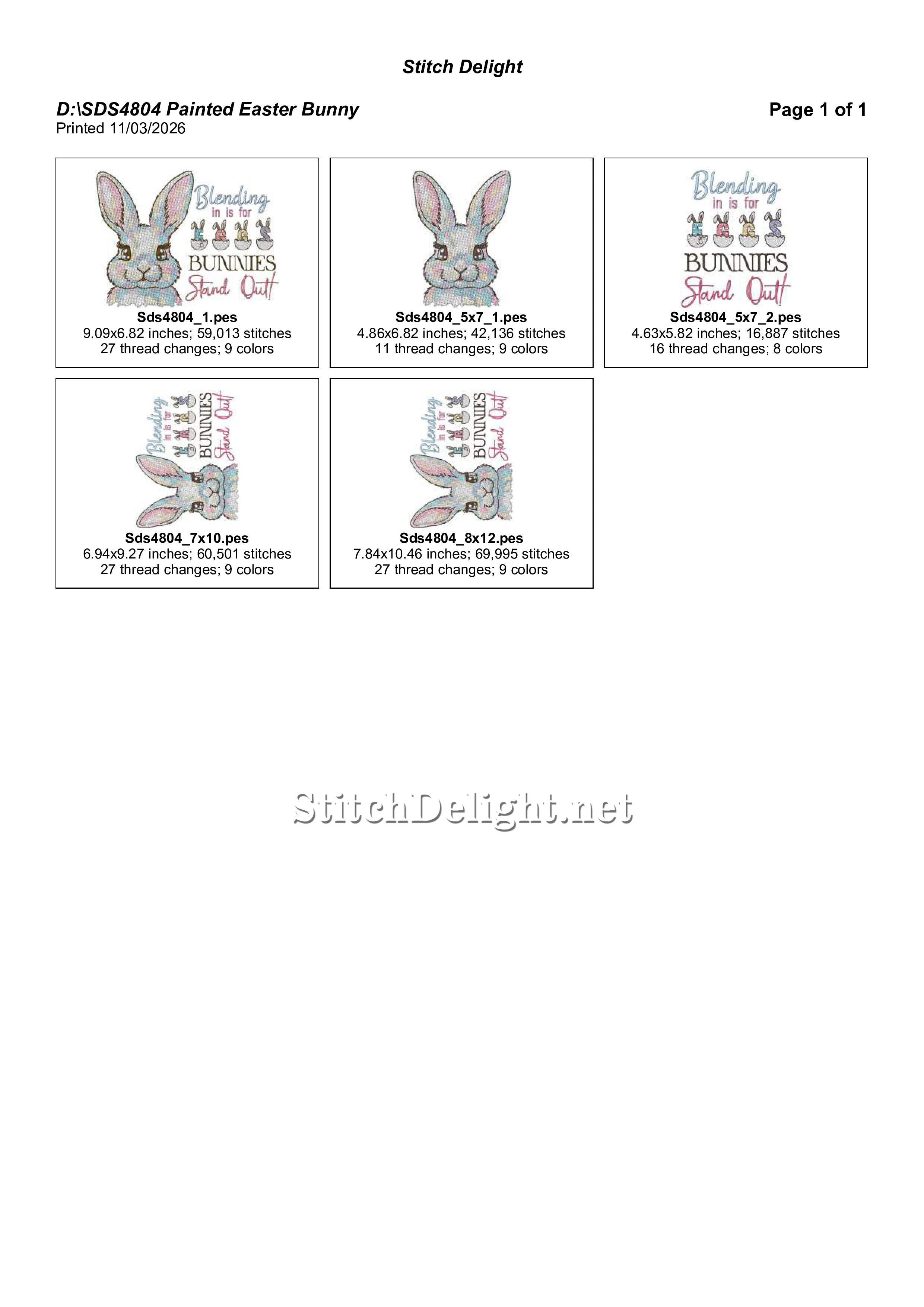 Blending In Is For Eggs Bunny Embroidery Design – Easter Rabbit – 5x7 7x10 8x12