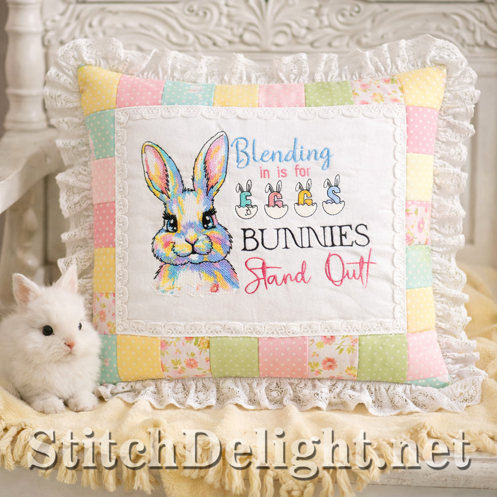 Blending In Is For Eggs Bunny Embroidery Design – Easter Rabbit – 5x7 7x10 8x12