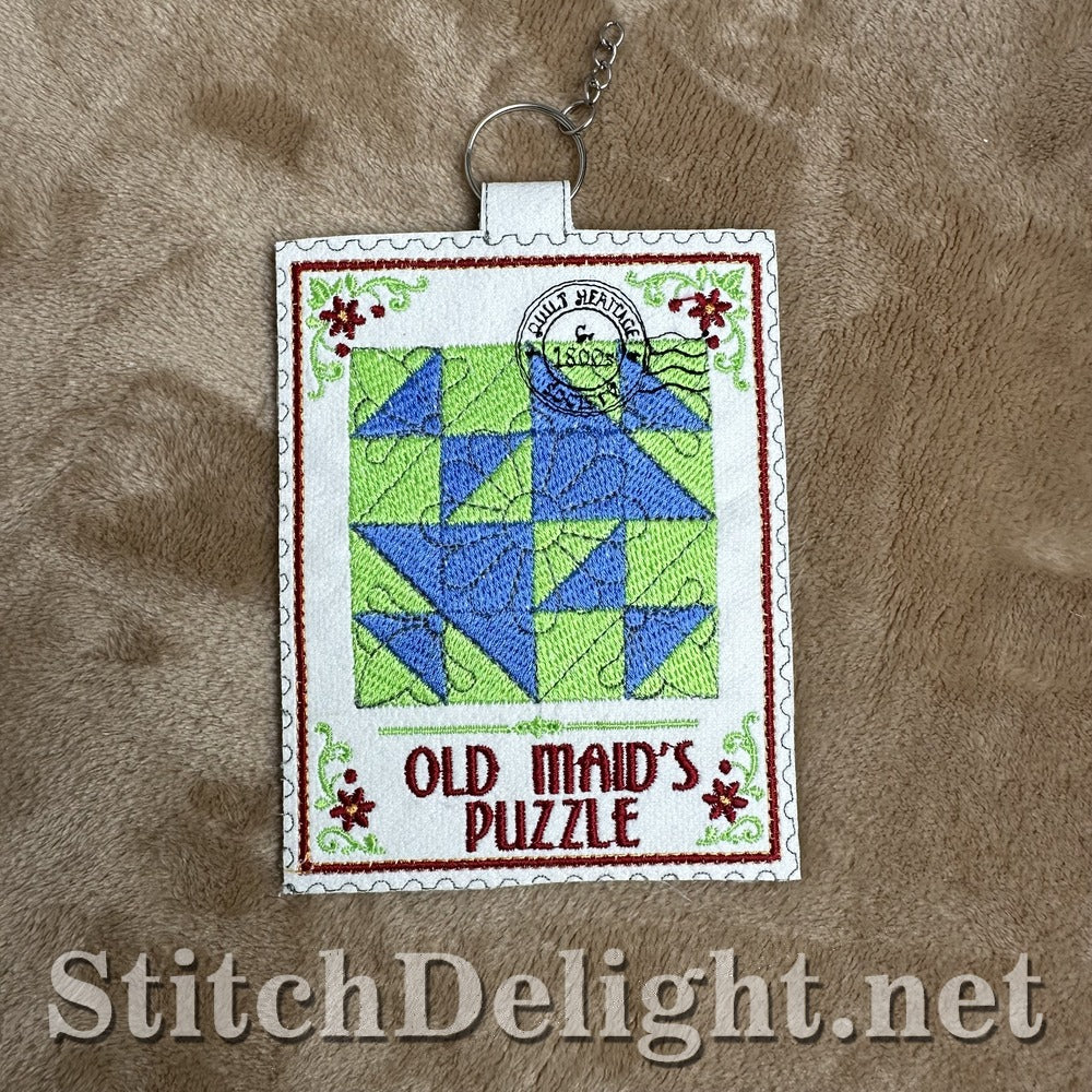 Old Maid's Puzzle quilt stamp embroidery design