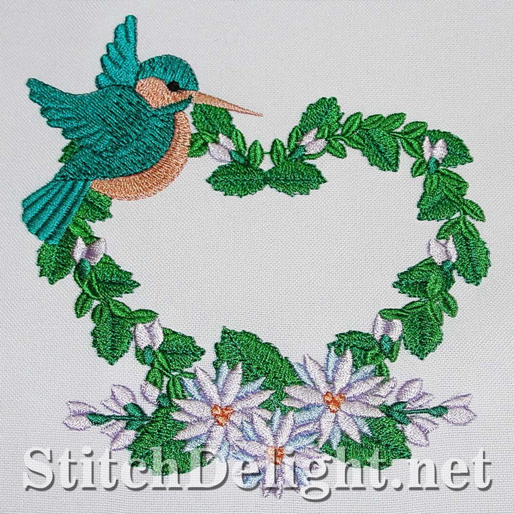 Cute hummingbird single design perfect for wedding or valentines projects done in the 5x7 hoop