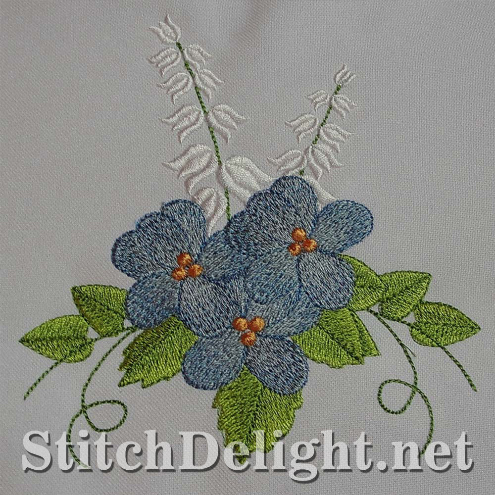 Blue spring flower single design done in the 5x7 hoop - elegant for towels