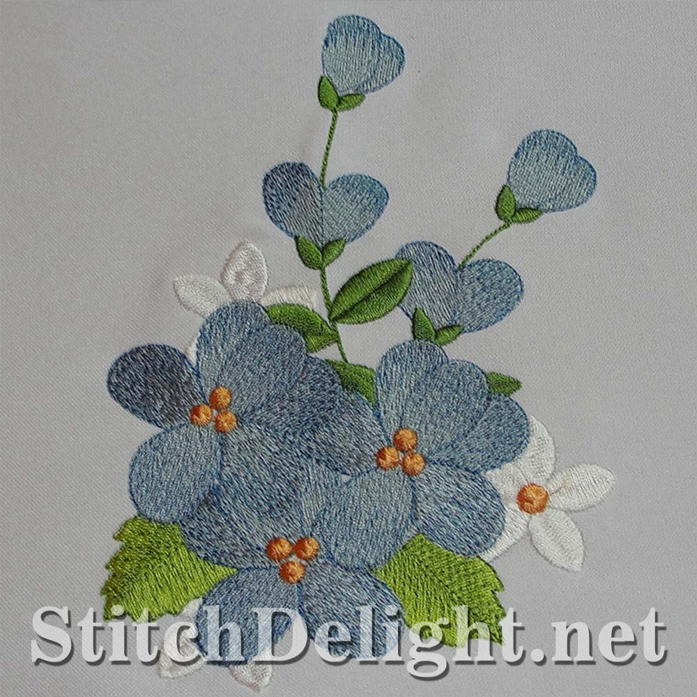 Blue spring flower single design done in the 5x7 hoop - elegant for towels