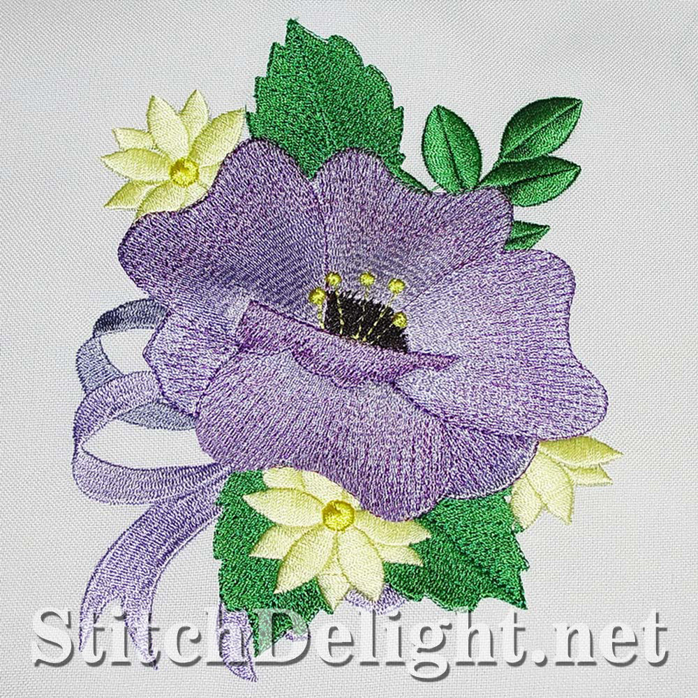 Single Design morning glory with soft shading and elegant butterflies done in the 6x8 hoop