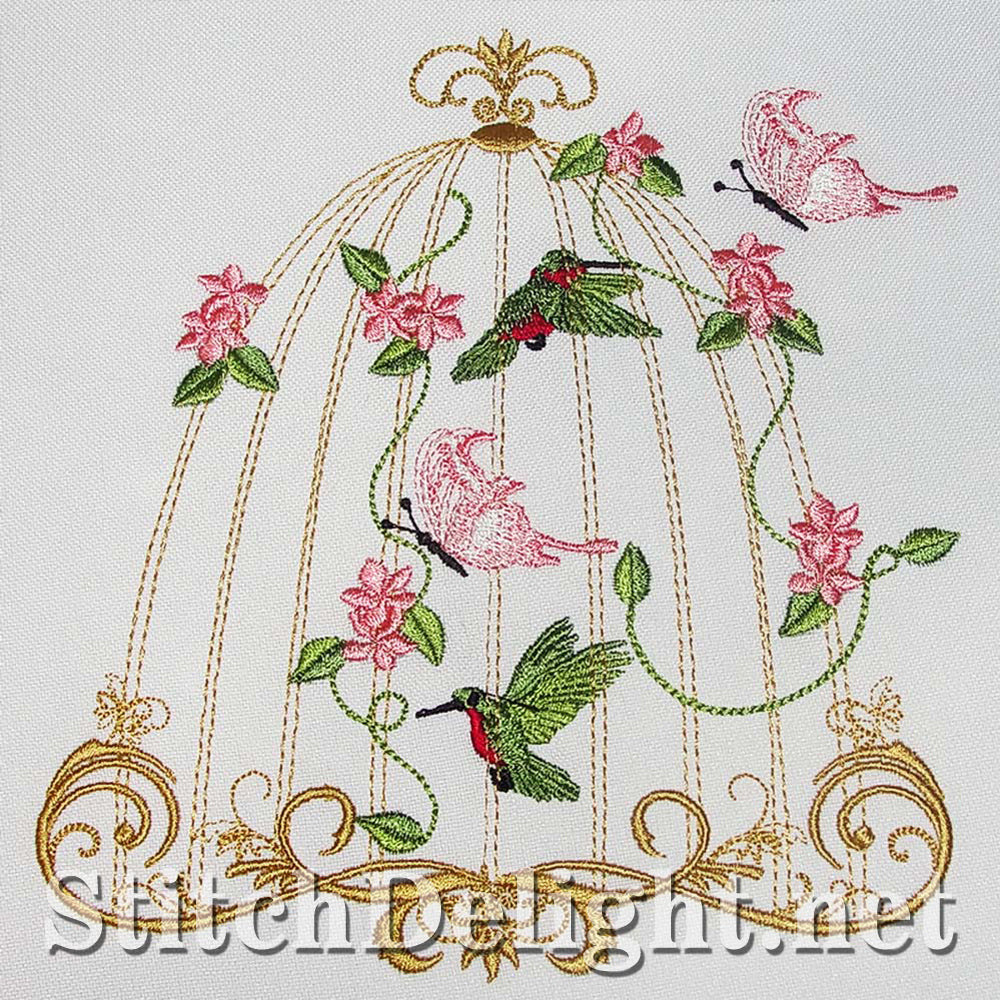 Amazing detail on these 6x8 hoop bird cage Single designs