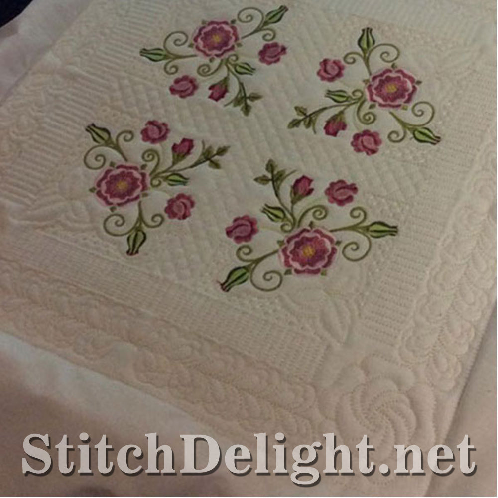 SDS0723 Bloc de courtepointe Tudor Rose 8