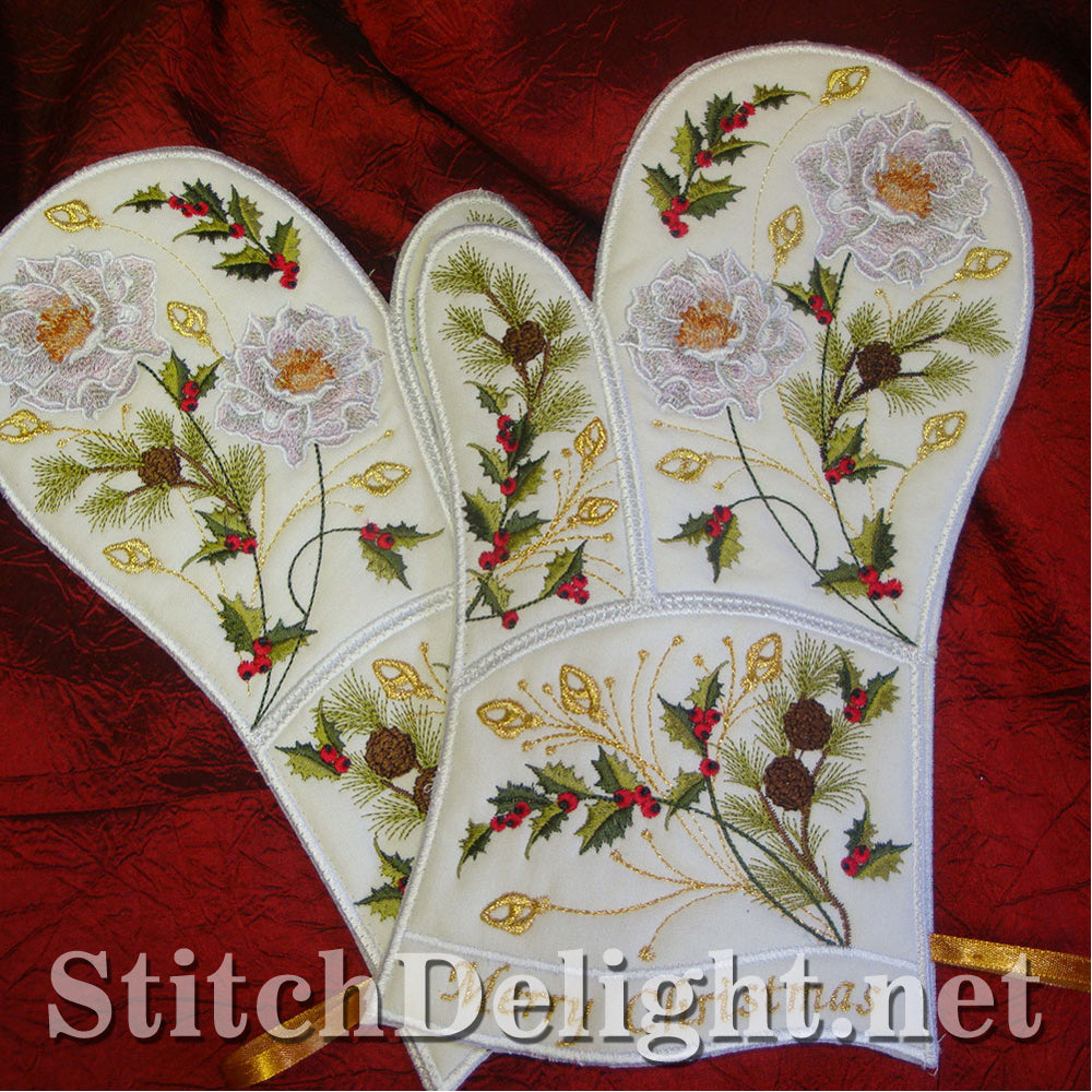 SD0888 Christmas Rose Oven Gloves