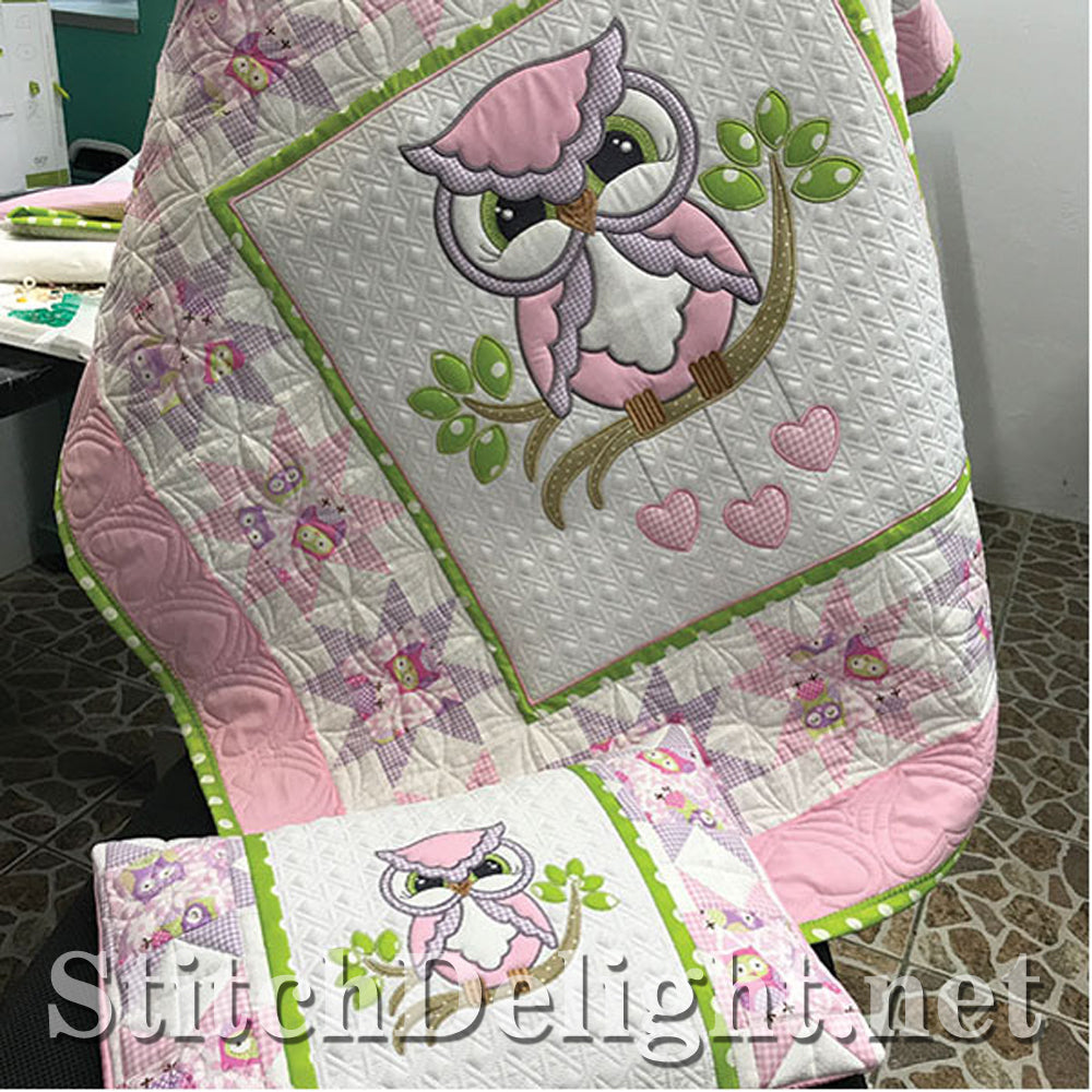 Ensemble de courtepointe chouette appliqué SDS1195
